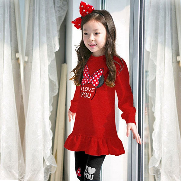 2018 Baby Clothes for Little Girl CLothing Sets Girls Minnie Clothing Long Sleeve T shirt + Pants 2PCS Kids Clothes Girls 2-7Y