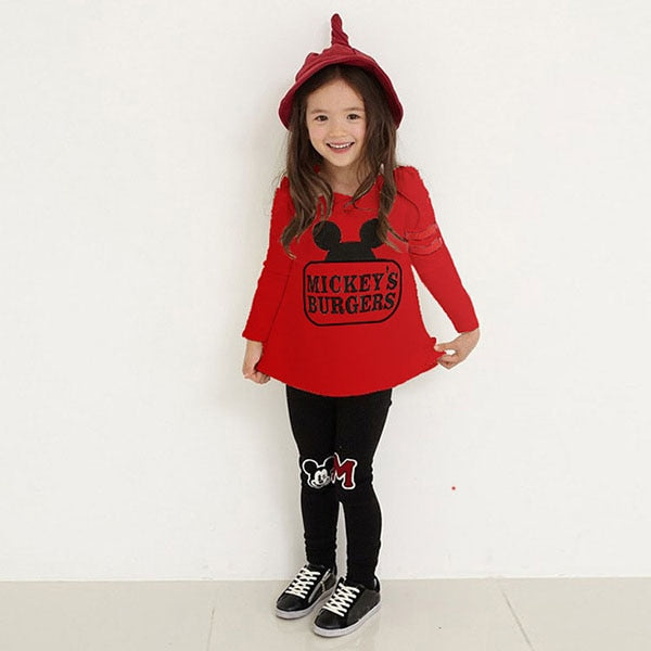 2018 Baby Clothes for Little Girl CLothing Sets Girls Minnie Clothing Long Sleeve T shirt + Pants 2PCS Kids Clothes Girls 2-7Y