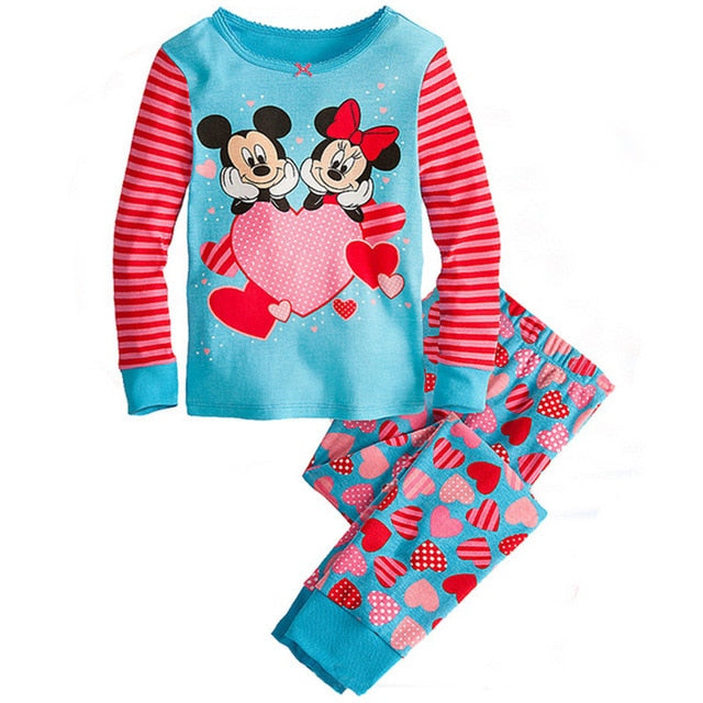 Girls Elsa Anna Clothes Toddler Girls Clothes Mickey Minnie Set Kids Girls Fall Outfits Clothing Girls Two-piece Pajamas Suit