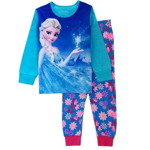 Girls Elsa Anna Clothes Toddler Girls Clothes Mickey Minnie Set Kids Girls Fall Outfits Clothing Girls Two-piece Pajamas Suit