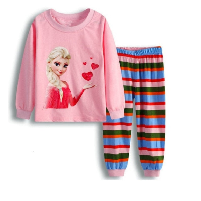 Girls Elsa Anna Clothes Toddler Girls Clothes Mickey Minnie Set Kids Girls Fall Outfits Clothing Girls Two-piece Pajamas Suit