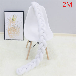 2M/3M Baby Crib Protector Knot Baby Bed Bumper Weaving Plush Infant Crib Cushion For Newborns Nursery Bed Bumper Room Decor