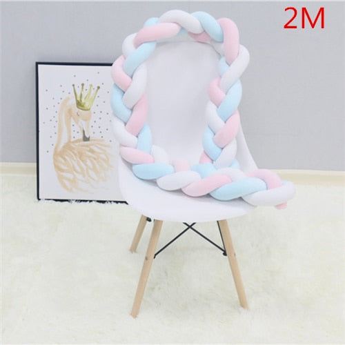 2M/3M Baby Crib Protector Knot Baby Bed Bumper Weaving Plush Infant Crib Cushion For Newborns Nursery Bed Bumper Room Decor