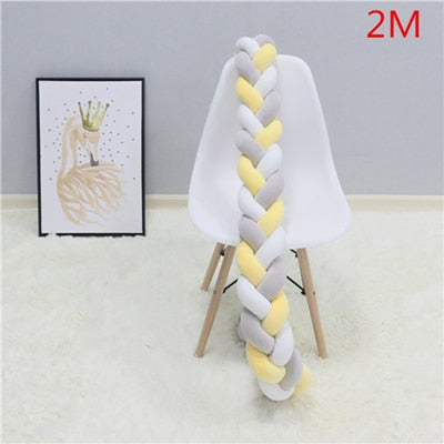 2M/3M Baby Crib Protector Knot Baby Bed Bumper Weaving Plush Infant Crib Cushion For Newborns Nursery Bed Bumper Room Decor