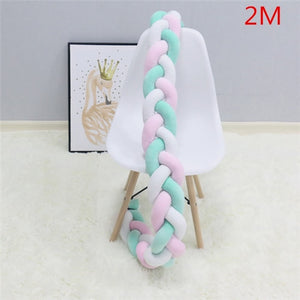 2M/3M Baby Crib Protector Knot Baby Bed Bumper Weaving Plush Infant Crib Cushion For Newborns Nursery Bed Bumper Room Decor