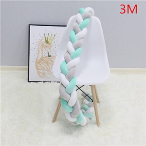 2M/3M Baby Crib Protector Knot Baby Bed Bumper Weaving Plush Infant Crib Cushion For Newborns Nursery Bed Bumper Room Decor