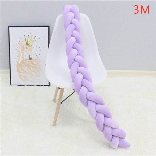 2M/3M Baby Crib Protector Knot Baby Bed Bumper Weaving Plush Infant Crib Cushion For Newborns Nursery Bed Bumper Room Decor