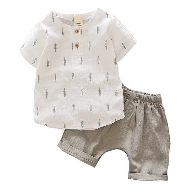 Casual Toddler Outfits Baby Boy Summer Clothes Newborn Boy Clothing Set Sports T-shirt+ Shorts Suits Leaves Print Clothes