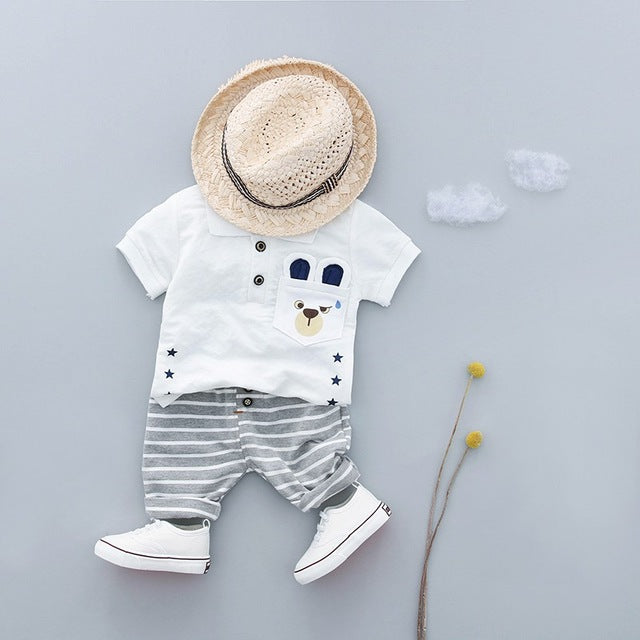 Casual Toddler Outfits Baby Boy Summer Clothes Newborn Boy Clothing Set Sports T-shirt+ Shorts Suits Leaves Print Clothes