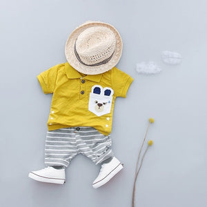 Casual Toddler Outfits Baby Boy Summer Clothes Newborn Boy Clothing Set Sports T-shirt+ Shorts Suits Leaves Print Clothes