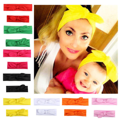 2Pcs Headband Mama & Baby Girl Elastic Bow Knotted Turban Hair Band  Headwear UK