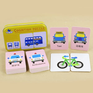 Baby Toys Montessori wooden Cognitive Pair Puzzle Card Toy For Kids Learning Education Vehicle/Fruit/Animal/Life Set Puzzle Gift