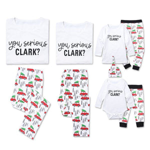 Cheerful Christmas Trees Printed Family Matching Pajamas Set you serious clark pajamas