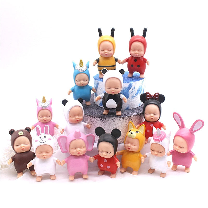 New Sleeping Baby Minnie Brown Bear Figurines Adorn Sleeping Dolls for Kids Children Toys Baby Doll Toys