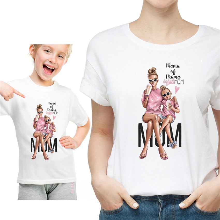 super mother daughter  matching t shirts mommy and me clothes family look mom mum mama and baby Tshirt dresses clothing