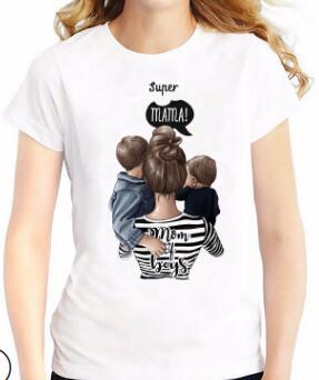 super mother daughter  matching t shirts mommy and me clothes family look mom mum mama and baby Tshirt dresses clothing