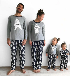 Family Matching Pajamas Set Mommy and Me Clothes Adult Children Bear Casual Sleepwear Nightwear Pj's