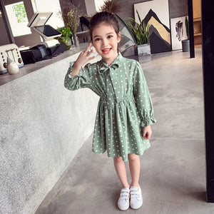 New children's clothing girls baby spring and autumn clothes girls casual blazer solid color dot dress cloth set suit 3-11Y