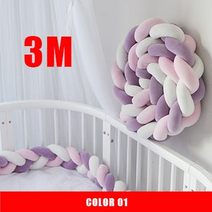 3M Mixed Colours Braided Crib Bumper Knot Pillow, Knot Cushion Bolster Pillow Crib Bumper Kids Pillow Nursery Decor Baby Bed