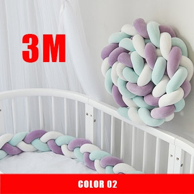 3M Mixed Colours Braided Crib Bumper Knot Pillow, Knot Cushion Bolster Pillow Crib Bumper Kids Pillow Nursery Decor Baby Bed