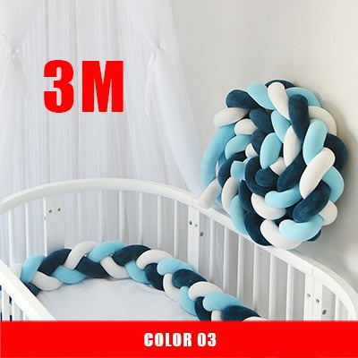 3M Mixed Colours Braided Crib Bumper Knot Pillow, Knot Cushion Bolster Pillow Crib Bumper Kids Pillow Nursery Decor Baby Bed