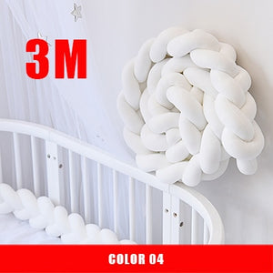 3M Mixed Colours Braided Crib Bumper Knot Pillow, Knot Cushion Bolster Pillow Crib Bumper Kids Pillow Nursery Decor Baby Bed