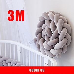 3M Mixed Colours Braided Crib Bumper Knot Pillow, Knot Cushion Bolster Pillow Crib Bumper Kids Pillow Nursery Decor Baby Bed