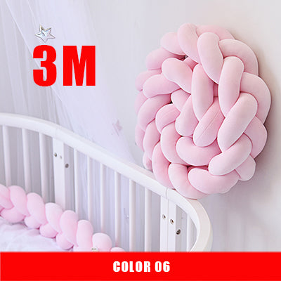 3M Mixed Colours Braided Crib Bumper Knot Pillow, Knot Cushion Bolster Pillow Crib Bumper Kids Pillow Nursery Decor Baby Bed