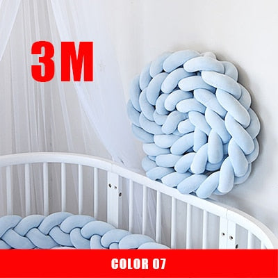 3M Mixed Colours Braided Crib Bumper Knot Pillow, Knot Cushion Bolster Pillow Crib Bumper Kids Pillow Nursery Decor Baby Bed