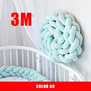 3M Mixed Colours Braided Crib Bumper Knot Pillow, Knot Cushion Bolster Pillow Crib Bumper Kids Pillow Nursery Decor Baby Bed