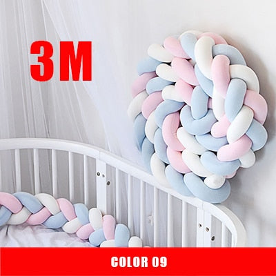 3M Mixed Colours Braided Crib Bumper Knot Pillow, Knot Cushion Bolster Pillow Crib Bumper Kids Pillow Nursery Decor Baby Bed