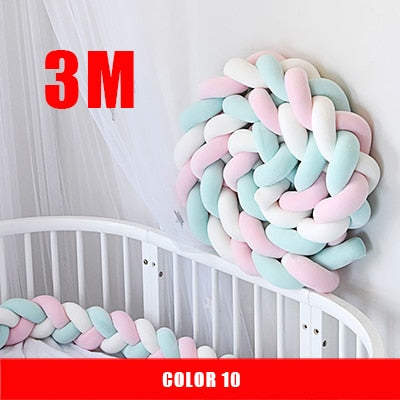 3M Mixed Colours Braided Crib Bumper Knot Pillow, Knot Cushion Bolster Pillow Crib Bumper Kids Pillow Nursery Decor Baby Bed