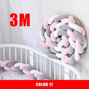 3M Mixed Colours Braided Crib Bumper Knot Pillow, Knot Cushion Bolster Pillow Crib Bumper Kids Pillow Nursery Decor Baby Bed