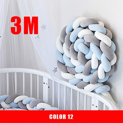 3M Mixed Colours Braided Crib Bumper Knot Pillow, Knot Cushion Bolster Pillow Crib Bumper Kids Pillow Nursery Decor Baby Bed