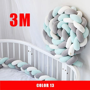 3M Mixed Colours Braided Crib Bumper Knot Pillow, Knot Cushion Bolster Pillow Crib Bumper Kids Pillow Nursery Decor Baby Bed