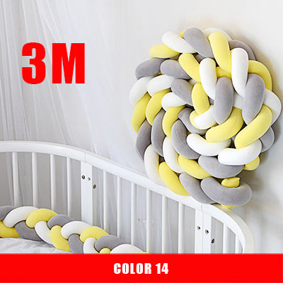 3M Mixed Colours Braided Crib Bumper Knot Pillow, Knot Cushion Bolster Pillow Crib Bumper Kids Pillow Nursery Decor Baby Bed