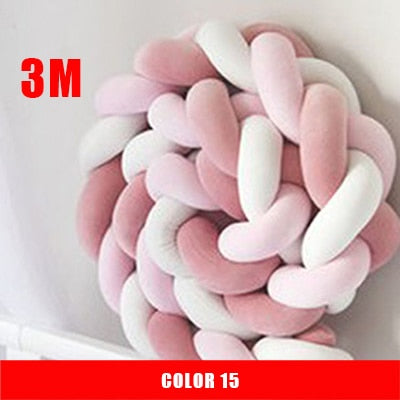 3M Mixed Colours Braided Crib Bumper Knot Pillow, Knot Cushion Bolster Pillow Crib Bumper Kids Pillow Nursery Decor Baby Bed