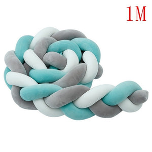 1M/2M/3M Mixed Colours Baby Bed Bumper Braided Crib Pillow Knot Cushion Bolster Pillow Kids Crib Bumper Pillow Nursery Decor