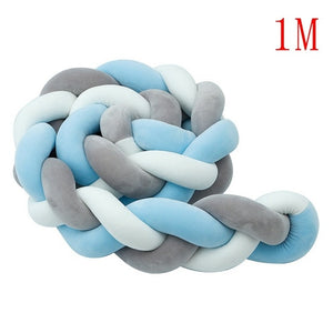 1M/2M/3M Mixed Colours Baby Bed Bumper Braided Crib Pillow Knot Cushion Bolster Pillow Kids Crib Bumper Pillow Nursery Decor