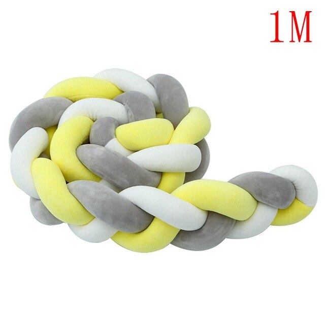 1M/2M/3M Mixed Colours Baby Bed Bumper Braided Crib Pillow Knot Cushion Bolster Pillow Kids Crib Bumper Pillow Nursery Decor