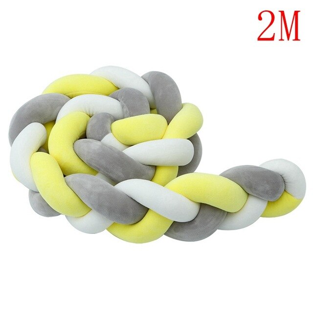 1M/2M/3M Mixed Colours Baby Bed Bumper Braided Crib Pillow Knot Cushion Bolster Pillow Kids Crib Bumper Pillow Nursery Decor