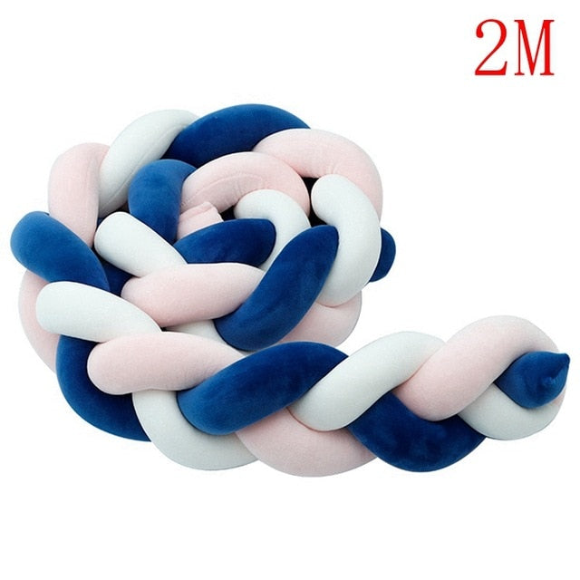 1M/2M/3M Mixed Colours Baby Bed Bumper Braided Crib Pillow Knot Cushion Bolster Pillow Kids Crib Bumper Pillow Nursery Decor