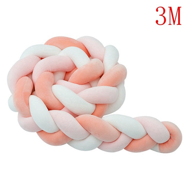 1M/2M/3M Mixed Colours Baby Bed Bumper Braided Crib Pillow Knot Cushion Bolster Pillow Kids Crib Bumper Pillow Nursery Decor