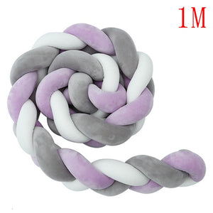 1M/2M/3M Mixed Colours Baby Bed Bumper Braided Crib Pillow Knot Cushion Bolster Pillow Kids Crib Bumper Pillow Nursery Decor