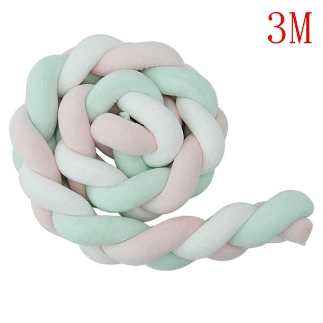 1M/2M/3M Mixed Colours Baby Bed Bumper Braided Crib Pillow Knot Cushion Bolster Pillow Kids Crib Bumper Pillow Nursery Decor