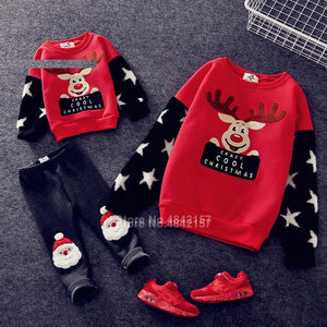 19colors 2019 New Year Family Christmas Sweaters Xmas Hoodies Pajamas Warm Santa Claus Elk Embroidery Adult Kids Sweatshirt Gift