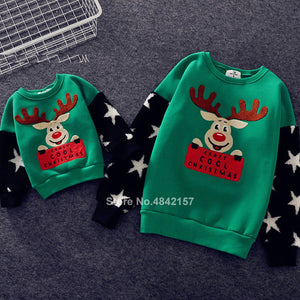 19colors 2019 New Year Family Christmas Sweaters Xmas Hoodies Pajamas Warm Santa Claus Elk Embroidery Adult Kids Sweatshirt Gift