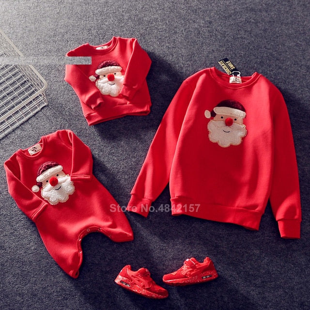 19colors 2019 New Year Family Christmas Sweaters Xmas Hoodies Pajamas Warm Santa Claus Elk Embroidery Adult Kids Sweatshirt Gift