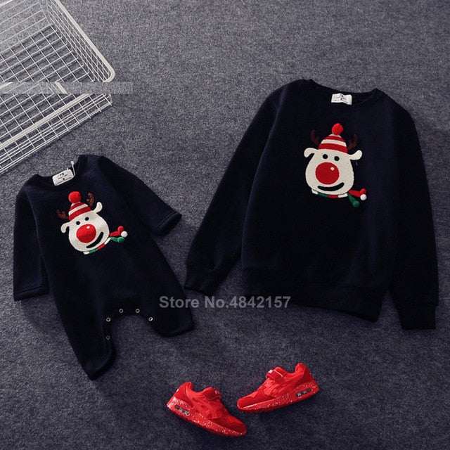 19colors 2019 New Year Family Christmas Sweaters Xmas Hoodies Pajamas Warm Santa Claus Elk Embroidery Adult Kids Sweatshirt Gift