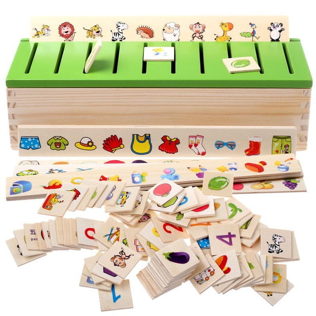 Montessori Wooden Creature Cartoon Puzzle Early Education Puzzle Toy Textbook Children Intelligence Learning Puzzle Kids Gift